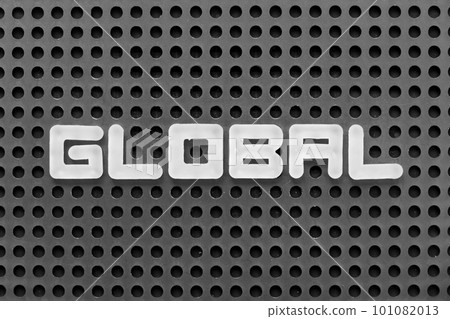 White alphabet letter in word global on black pegboard background 101082013