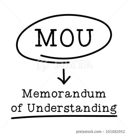 Letter of abbreviation MOU in circle and word memorandum of understanding on white background Letter of abbreviation MOU in circle and word memorandum of understanding on white background 101082052