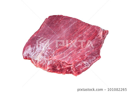 Raw flank or flap beef meat steak. Isolated on white background. 101082265
