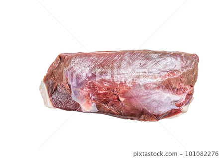 Raw duck breast fillet on a kitchen table. Isolated on white background. 101082276