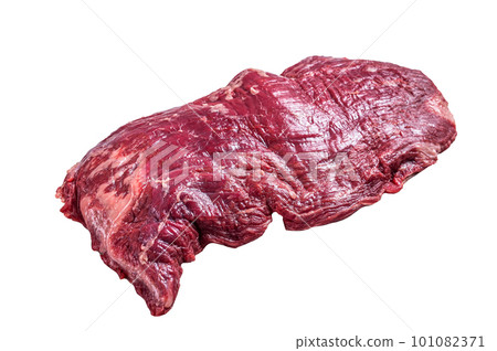 Raw Organic Flank bavette or flap beef steak. Isolated on white background. 101082371