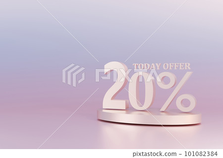 3D Rendering. 20 percent off with freespace for texting on pastel pink background. Special Offer 20% Discount Tag. Super sale offer and best seller. 3D Rendering. 20 percent off with freespace for texting on pastel pink background. Special Offer 20% Discount Tag. Super sale offer and best seller. 101082384
