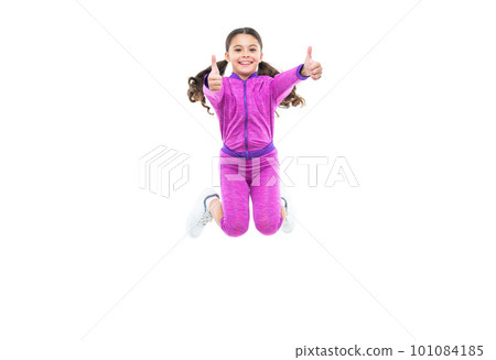 happiness of teen girl jump in sportswear. teen girl jump isolated on white. teen girl jump in studio happiness of teen girl jump in sportswear. teen girl jump isolated on white. teen girl jump in studio 101084185