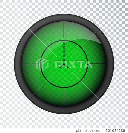 Realistic sniper sight thermal imager. Sniper scope with measurement thermal imager marks template. Sniper scope crosshairs view. Realistic vector optical sight. 101084286