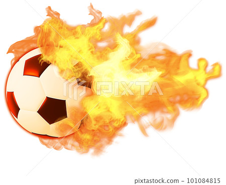 Soccer ball wrapped in flames and smoke_background transparent 101084815