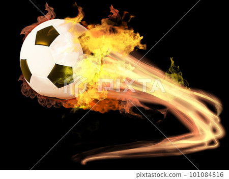Soccer ball in flames and smoke 101084816