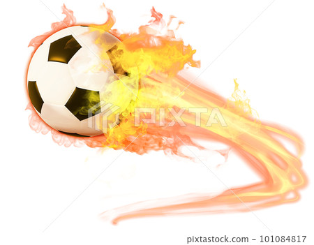 Soccer ball wrapped in flames_transparent background 101084817