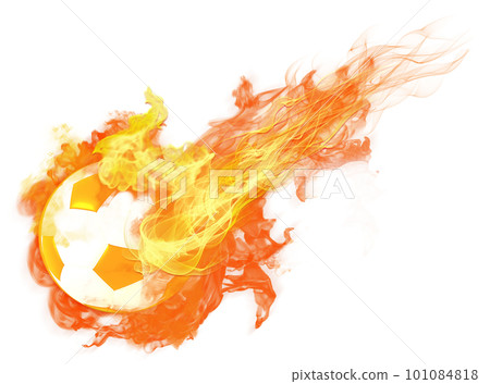 Soccer ball wrapped in flames_transparent background 101084818