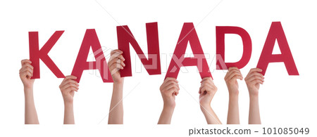 People Hands Building Word Kanada Means Canada, Isolated Background People Hands Building Word Kanada Means Canada, Isolated Background 101085049
