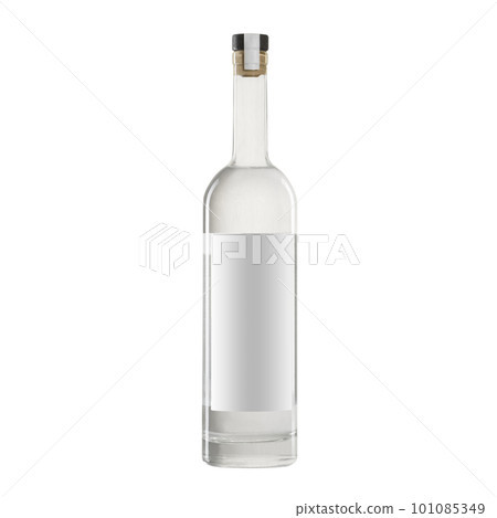 spirit white transparent bottle with blank label isolated on white background. spirit white transparent bottle with blank label isolated on white background. 101085349