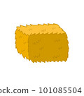 Doodle hay stack in cartoon style. Hand drawn farm square haystack element 101085504