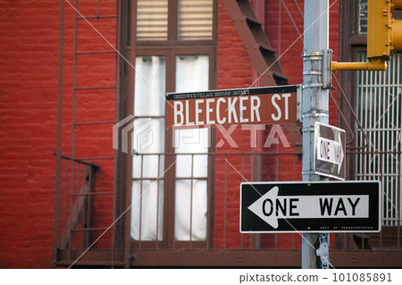 Bleecker Street historic sign in Midtown Manhattan in New York City historic sign in Midtown Manhattan in New York City in Greenwich Village Historic District Bleecker Street historic sign in Midtown Manhattan in New York City historic sign in Midtown Manhattan in New York City in Greenwich Village Historic District 101085891