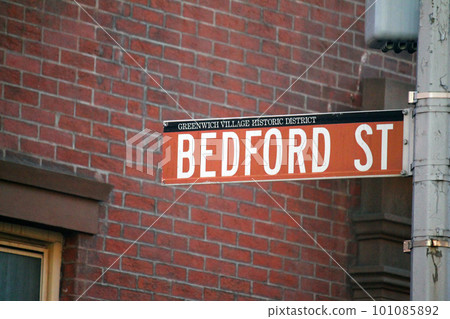 Bedford Street historic sign in Midtown Manhattan in New York City historic sign in Midtown Manhattan in New York City in Greenwich Village Historic District Bedford Street historic sign in Midtown Manhattan in New York City historic sign in Midtown Manhattan in New York City in Greenwich Village Historic District 101085892