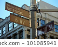 Brown West 18th Street and 6th Avenue of Americas historic sign 101085941