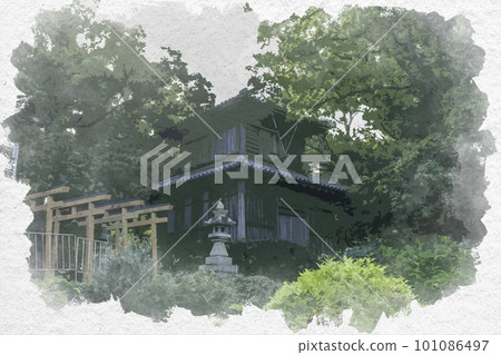 水彩風格的和歌山奧山稻荷神社岡山之時金堂和歌山縣和歌山市 101086497