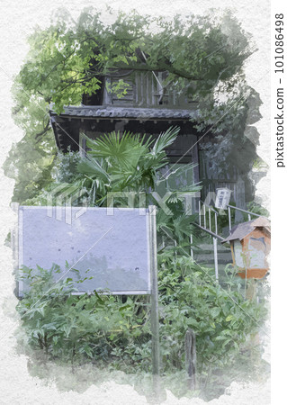 水彩風格的和歌山奧山稻荷神社岡山之時金堂和歌山縣和歌山市 水彩風格的和歌山奧山稻荷神社岡山之時金堂和歌山縣和歌山市 101086498