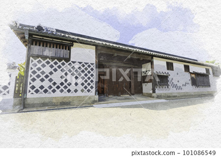 和歌山縣和歌山市,水彩畫風格的和歌山岡公園舊大村宅邸永谷門 和歌山縣和歌山市,水彩畫風格的和歌山岡公園舊大村宅邸永谷門 101086549