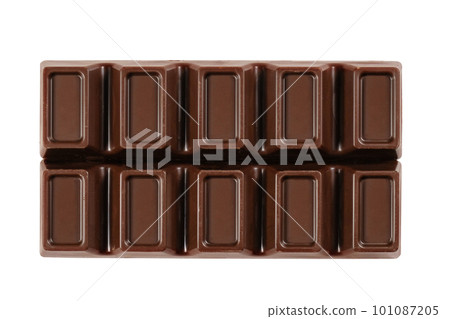 Chocolate bar with filling isolated on a white background. Top view 101087205