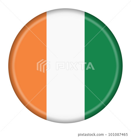 Cote Divoire Ivory Coast flag button 3d illustration with clipping path Cote Divoire Ivory Coast flag button 3d illustration with clipping path 101087465