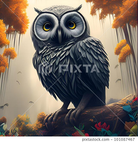 owl in the autumn forest owl in the autumn forest 101087467