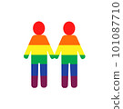 Gay couple holding hands with rainbow color background vector 101087710