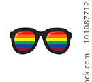 Glasses with a flag for LGBT Pride Day. Illustration Stop homophobia for the International Day against Homophobia. Vector flat illustration with background. 101087712