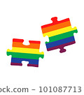 Two pieces of puzzle LGBT flag. Illustration Stop homophobia for the International Day against Homophobia. 101087713