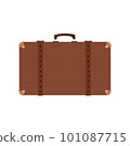 Old vintage suitcase with leather belts, isolated vector illustration in flat cartoon style. 101087715