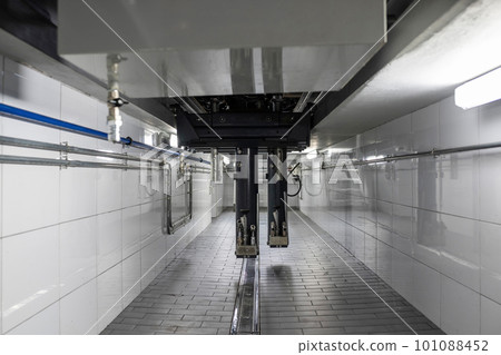 Service maintenance of trucks and cars. Cars in the garage for diagnostics, jack, 101088452