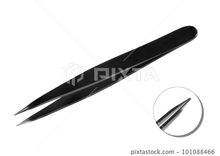 Professional tweezers isolated on white. Side view. Beauty, fashion concept Professional tweezers isolated on white. Side view. Beauty, fashion concept 101088466