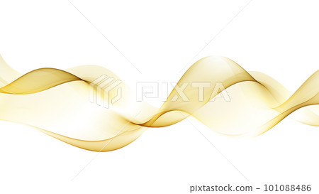 Golden wavy wave, design elements. A wave of many sparkling lines. Golden wavy wave, design elements. A wave of many sparkling lines. 101088486