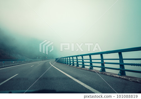 View of the overpass through the windshield 101088819