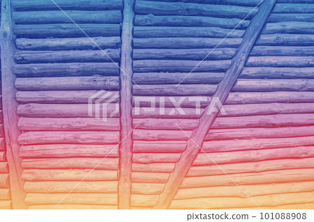 Wooden log wall. Rural construction background. Gradient color 101088908