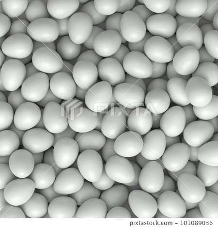 Many farm raw organic white chicken eggs background from local market 101089036
