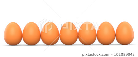 Group farm raw organic brown chicken eggs standing in line or queue 101089042
