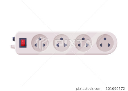 Extension Socket with Power Cord as Electric Current Equipment with Port Connector Vector Illustration 101090572