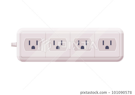 Extension Socket with Power Cord as Electric Current Equipment with Port Connector Vector Illustration 101090578
