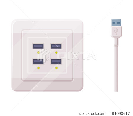 USB Cable and Socket for Connecting Electric Equipment Vector Illustration USB Cable and Socket for Connecting Electric Equipment Vector Illustration 101090617