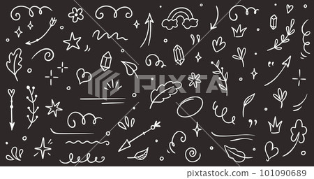 Sketch element line set. Abstract nature element decoration graphic icon set. Sketch hand drawn line element for brush, abstract decoration design. Vector 101090689
