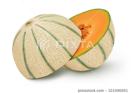 Cantaloupe melon isolated on white background with full depth of field, 101090891