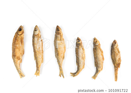 Grilled fish isolated on a white background, top view 101091722