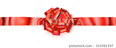 Big horizontal bow of shiny ribbon 101092397