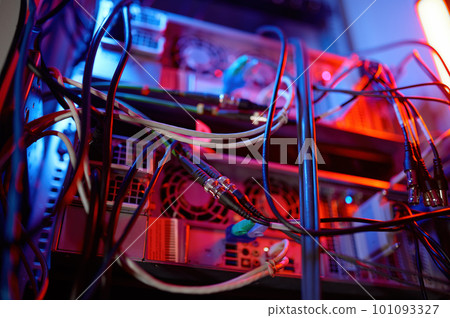 Fiber optic equipment in data center server room Fiber optic equipment in data center server room 101093327