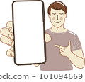 Man with blank screen handphone 101094669