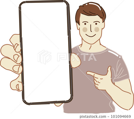Man with blank screen handphone 101094669