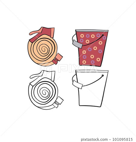 Vector illustration for your design. Colored and black line outline. Garden set. Vector illustration for your design. Colored and black line outline. Garden set. 101095815