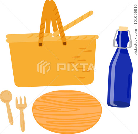 picnic basket and water bottle picnic basket and water bottle 101096016