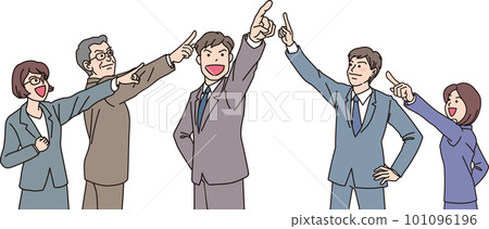 瞄準_點_上班族_顏色_5人指向一處 101096196