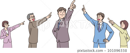 Aiming _ Pointing _ Company employee _ Color _ 5 people aiming for one place 101096338