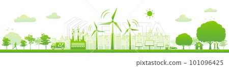 Renewable and Eco Friendly Energy Concept Banner. eco design vector illustration Renewable and Eco Friendly Energy Concept Banner. eco design vector illustration 101096425
